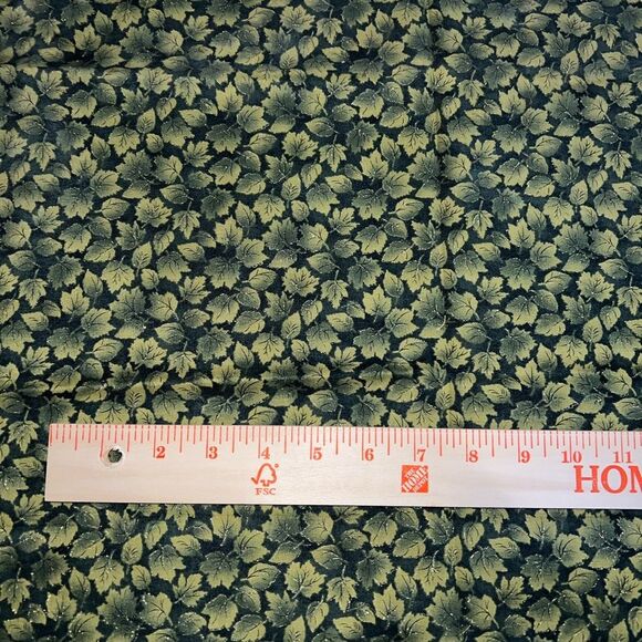 Green Fall Leaves Fabric with Sparkles 24" x 42" - Picture 2 of 4